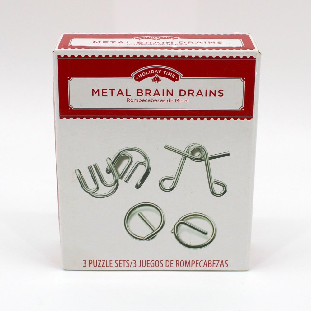 Holiday Time 3 Piece Metal Brain Drains Puzzles Set